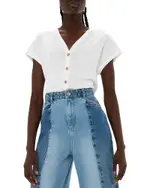 Whistles Aubrie Cotton Button Front Top