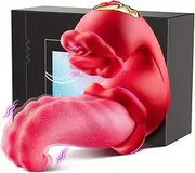 Female Vibrator Sex Toy, 3 in 1 Tongue Thrusting Vibrators Dildo with 10 Licking Clitoral & 10 Vibration Mode, G Spot Clit Stimulator Nipple Pleasure Tools for Women Couples