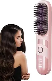 Cordless Hair Straightener - Rechargeable Hair Straightener | Electric Curler Brush | 2-in-1 Cordless Ionic Curler Straighteners Brush For Travel Salon Home Use