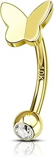 [COCHARM] 10K Yellow Gold Butterfly Belly Button Rings 10K Real Gold Belly Rings 10K Gold Belly Piercing Jewelry for Women Gold Upside Down Nave Rings