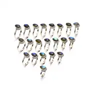 WHOLESALE 21PC 925 SOLID STERLING SILVER LABRADORITE RING LOT a908