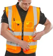 [TopHomer] Hi Vis Vest, Multi-pocket Reflective High Visibility Waistcoats Outdoor Safety Protectin Workwear for Night and Bad Weather, Yellow