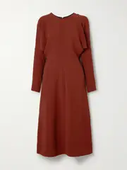 [Victoria Beckham] Victoria Beckham - Dolman Crepe Midi Dress - Brown - UK 14 UK 14 Brown