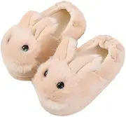 [ASDIIT] Bunny Girls Slippers, Thin Fleece Cartoon Rabbit Boys Shoes, Cute Spring/Autumn Warm Kids House Slippers, Anti-slip, Closed-back