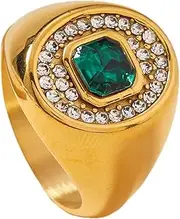 [Iouyjiu] Natural Gemstone Rings - Oval Shaped Gemstone Jewelry,Vintage Rings Stainless Steel For Women Birthday Wedding For Women For Teen Girls Thumb Jewelry