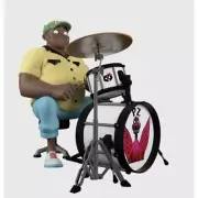 Gorillaz Drummer Russel Hobbs: Superplastic Figure with Drumset - New Model Rock