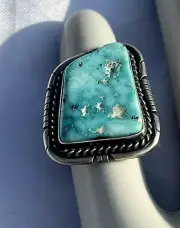 Dave Skeets Sonoran Turquoise Sterling Ring Size 5.5