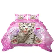 Throwing a Kiss Adorable White Tiger Cub Fairy Coverlet
