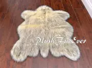 PlushFurEver 58" x 72" Cute Husky Buffalo Shape Plush Black Tip Ivory Kids Rug