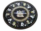 30" black round Marble Coffee Table Top Pietra Dura Inlay lapis malachite a1