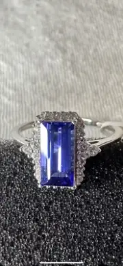 NWT AAA TANZANITE w/ZIRCON HALO RING 2.00CTW SZ 8