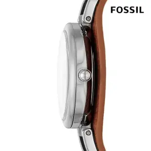 【FOSSIL 官方旗艦館】Carlie 經典文青簡約女錶 棕色真皮錶帶 指針手錶 28MM ES5214(母親節)