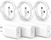 iPhone 15 16 Fast Charger, 3Pack 20W iPad Charger, USB C Charger with USB C to USB C Cable, USB C Wall Charger for iPhone 16/16 Pro/Max/15/15 Pro/15 Pro Max/15 Plus, iPad Pro/Air/Mini
