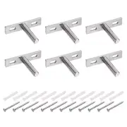 6Pcs 2 Inch Wall Mounting Floating Shelf Bracket Blind Shelf Support, Silver