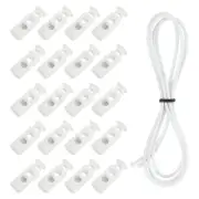 25 Pcs Double Hole Cord Locks with Elastic Cord, White
