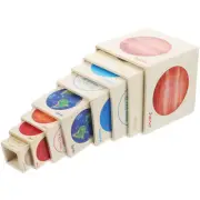 1 Set Wooden Stacking Nesting Toy Funny Planet Stacking Cubes Toddlers Solar