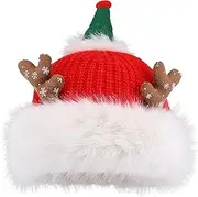[Wiywef] Women Winter Plush Beanie Hats Knit Ear Flaps Cover Ears Antler Fleece Lined Fluffy Ski Snow Hat