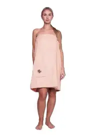 Women Sauna Skirt Wrap Kilt Apron 75x150cm Cotton Towel Bath SPA Absorbent Peach