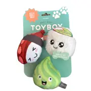 Fringe TOY BOX Mini 3 Pack Plush Pet Dog Toy Sushi Squeaks Squeaky TOYBOX NEW