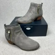 Dr. Scholl’s Ankle Bootie Side Zip Block Heel Womens 7 Faux Suede Casual New