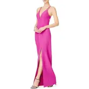 Aidan by Aidan Mattox Womens Pink Plunging Long Evening Dress Gown 8 BHFO 9225