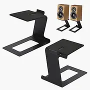 aleawol Desktop Speaker Stands, Metal Speaker Stand, Desk with Vibration Dampening, 6° Tilt Design, Speaker Stand, Load 10 kg, Stable for Gaming Table and PC Table, 1 Pair