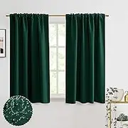 PANELSBURG Dark Forest Green Blackout Window Curtains Drapes 48 Inch Length for Bathroom Window,Emerald Green Bathroom Decor,Set of 2 Panels