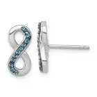 Sterling Silver Rhodium-Plated Polished Blue Crystal Eternity Stud Earrings