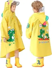 [Trenovo] Rain Poncho Kids, Waterproof Rain Coat with Hood, Lightweight Portable Toddler Rain Jacket for Children Boys Girls