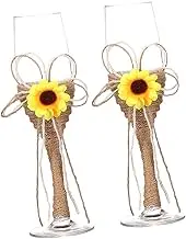 Cabilock 1 Pair Sunflower Rope Wine Goblets Elegant Glass Drinkware for Weddings Engagement Parties and Gatherings Rustic Decor for Home and Banquets