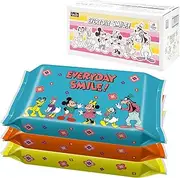 LEC Disney 99% Pure Water Wipes, 80 Sheets x 20 Pieces (Mickey & Friends), 1600 Sheets/Fluffy Sheet, Additive-Free, Made in Japan
