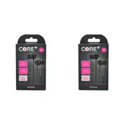 2PK Core 3.5mm Jack Earphones/Earbuds In-Ear Wired w/ Built-In Mic 1.2m Black