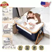 3-in-1 Baby Bassinet Bedside Sleeper with Adjustable Heights and Portable Design