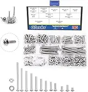 Glarks 285Pcs Machine Screw Assortment Kit #10-24 Stainless Steel Phillips Pan Head Assorted Nuts Bolts and Flat Washers Set, 304 Stainless Steel Machine Screws Assortment Set with Storage Case