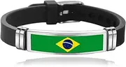 World Cup Decorations Stainless Steel Flag Silicone Bracelet