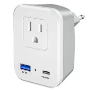 Travel Adapter Converter Type C Plug Wall Outlet Dual 2 USB for US to European