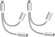 KALLORY 2Pcs Type C Earphone Adapters Premium Charging Audio Converters for Seamless Listening and Charging Compatible with Various Devices Flexible Durable Design
