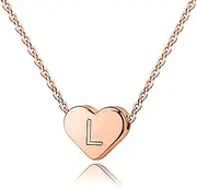 [TINGN] Necklace with Letters for Women - 14K Rose Gold Filled Heart Pendant Letter Alphabet Chains, Tiny Initial Necklaces for Women Children, Heart Letter Initial Chains Gifts for Girls