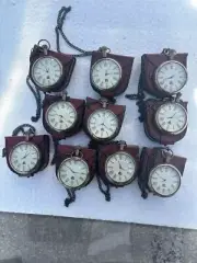 Mens Vintage Quartz Pocket Watch with Chain Brass Open Face Case Replica Gifts