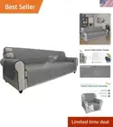 Elegant Grey Non-Slip Sofa Cover with Elastic Straps - Protects from Pets