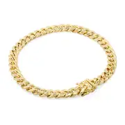 14K Yellow Gold 7.5mm Men Miami Cuban Link Italian Chain Bracelet Box Clasp 8.5"