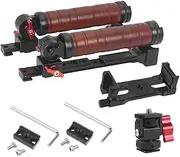 NovelGoal Dual Sling Handgrip Compatible with RS2/RS3, Camera Gimbal Stabilizer Grip, 180° Adjustable Sling Handle Grip w 1/4'' & 3/8'' Screw Hole, Cold Shoe (with Slider & Gimbal & Phone Holder)