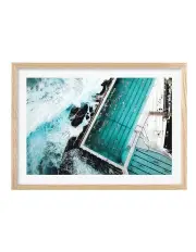 [Profile Australia] Australian Made Bondi Icebergs Doing Laps Art Print A2 in Natural Frame