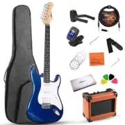 AmpedTunes Electric Guitar Solid-Wood Body 39" Beginner Guitar Kit with Amplifi