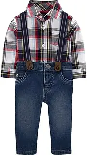 [Carter's] Baby Boys' Long Sleeves 3-Piece Plaid Dress Me Up Suspender Set (Size 12-18 Months)