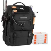 Karryall Fishing Tackle Backpack with Rod Holders 4 Tackle Boxes,40L A:black