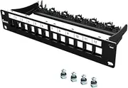 Enmane 12Port Blank Keystone Patch Panel, 1U Rack Mount with Smart Cable Management, Black, SPCC Steel, Compatible with Keystone Jacks (HDMI, RJ45, USB, Fiber, 3.5mm)