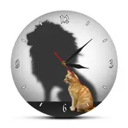 Funny Cat with Lion Shadow Conceptual Wall Clock Home Decor Cat with Lion