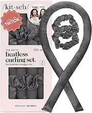Kitsch Satin Heatless Curling Set - Hair Rollers for Heatless Curls | Heatless Hair Curlers & Hot Rollers | Hair Curlers to Sleep in | Heatless Curling Rod Headband | Heatless Curler (Charcoal)