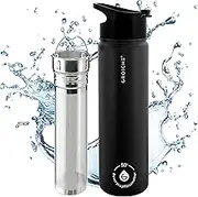 GROSCHE Chicago Stainless Steel Tea Infuser Flask | Beverage Bottle | Hot & Cold Drinks | Loose Leaf Tea Infuser | Travel Convenience Water Bottle | 22 fl oz, Black